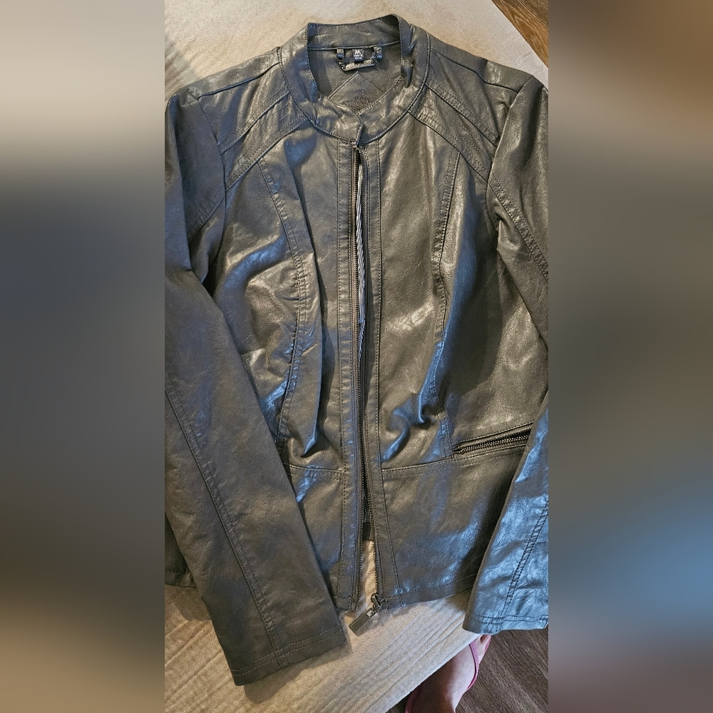 Women grey Leather Jacket